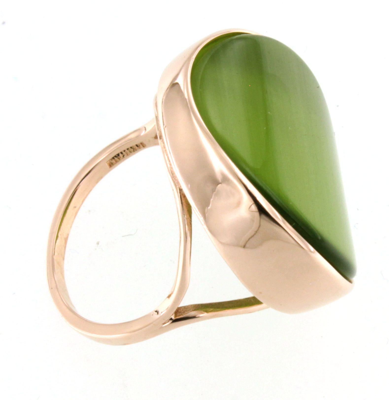 9Kt  Rose Gold Natural Stone Fashion Cocktail Engagement Modern Ring For Sale 2