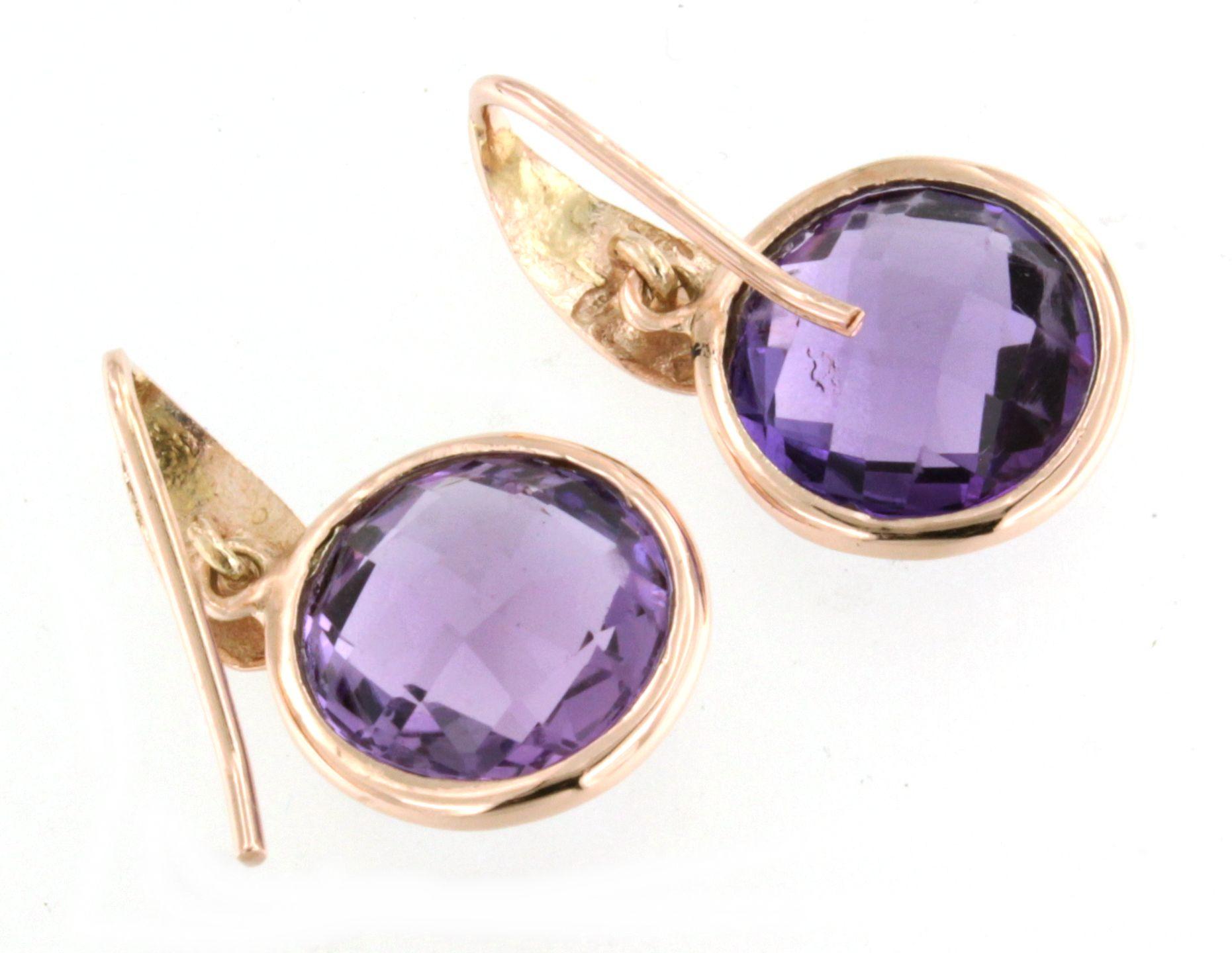 Taille rose 9Kt  Or Rose Naturel  A Stone Quartz Amethyst Cocktail  Boucles d'oreilles modernes en vente