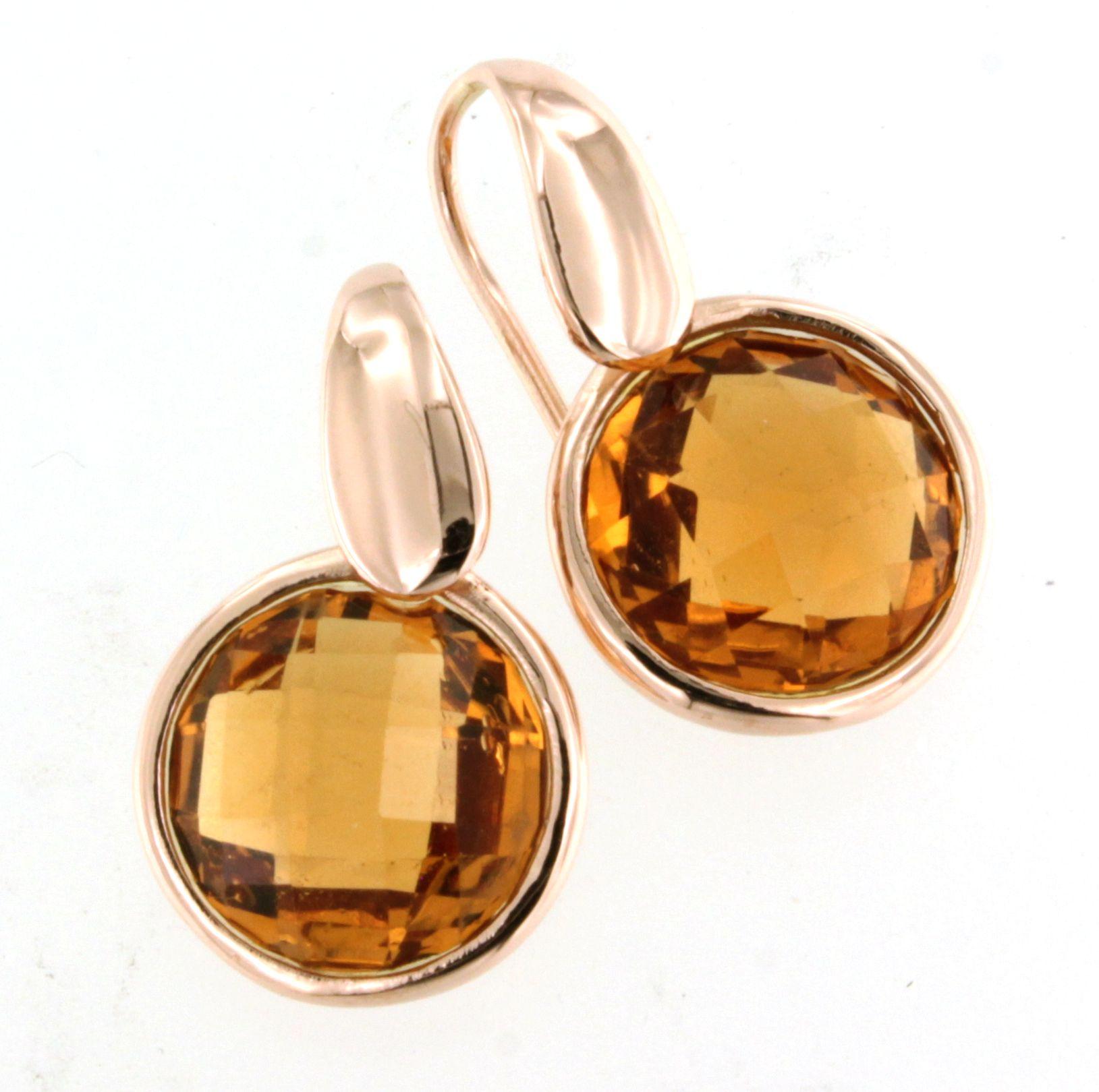 9Kt  Or Rose Pierre Naturelle Quartz Citrine Cocktail  Boucles d'oreilles modernes Neuf - En vente à GALLARATE, IT