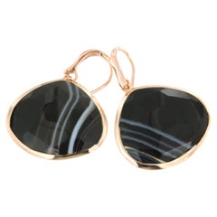 9Kt Rose Gold Natural Stones Onyx Fashion Modern Design Drop Stud  Earrings