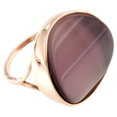 9Kt  Oro rosa Quarzo Agata Stone Moda Cocktail Modernista  Anello moderno
