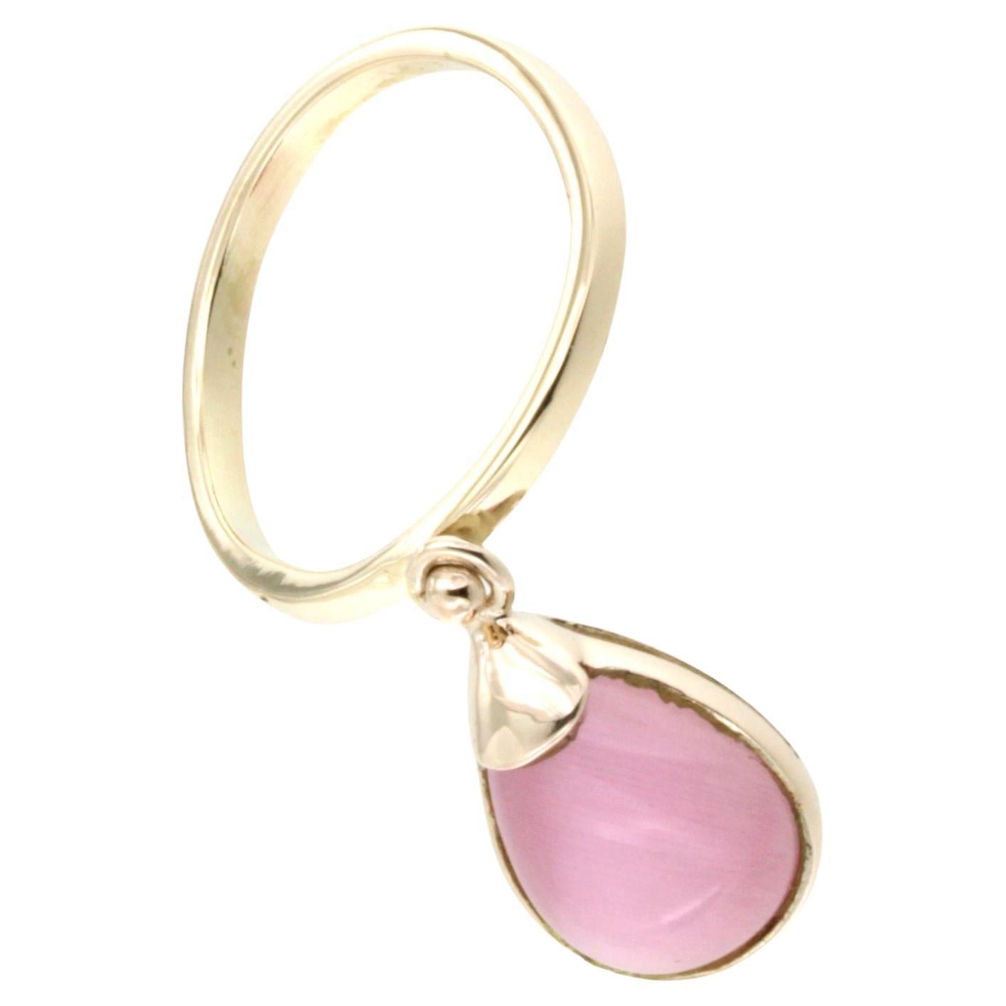 9Kt  Rose Gold Pink Stones Fashion Cocktail Engagement Modern Contemporany Ring