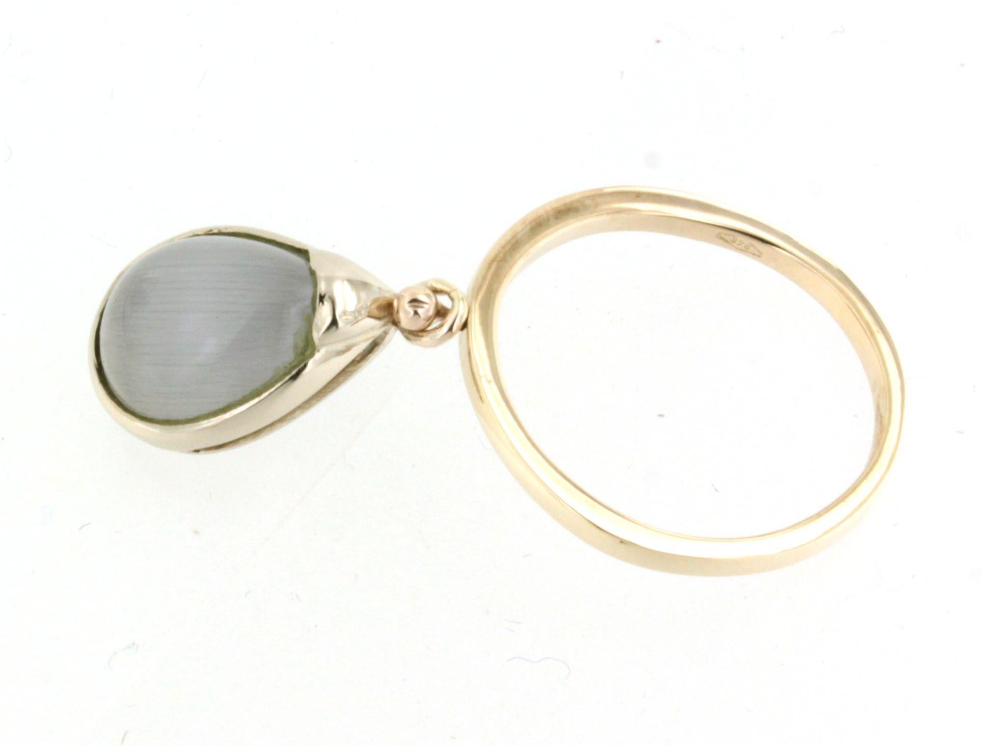 Fashion modern cocktail ring in 9kt rose gold with natural  double stone : rutilated quartz and tourquoise  handemade in Italy by Stanoppi Jewellery since 1948.  The stone is a real novelty, designed by the stylist Gisella for her new jewels of the