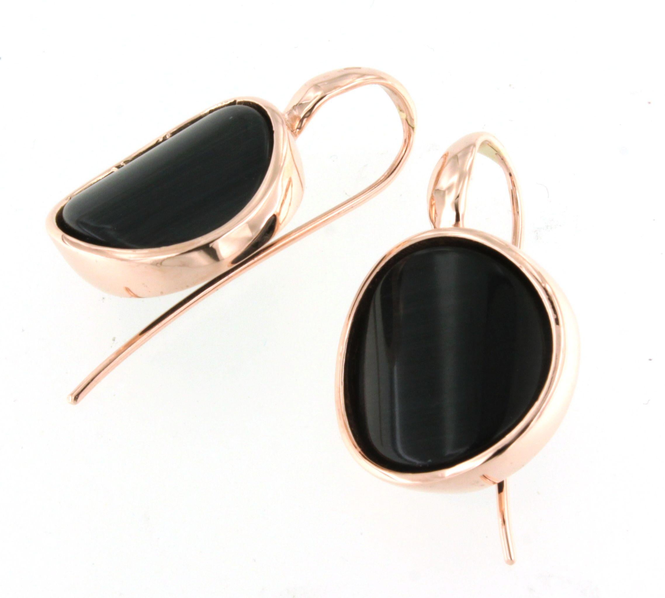 Moderno Orecchini in oro rosa 9Kt con pietre di quarzo nero Cocktail Moda Moderna Orecchini sorprendenti in vendita