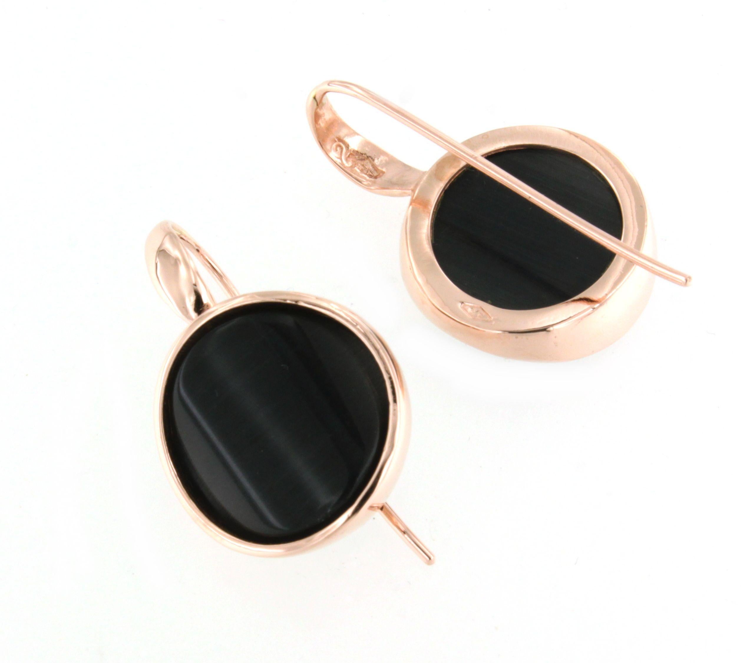 da uomo o donna Orecchini in oro rosa 9Kt con pietre di quarzo nero Cocktail Moda Moderna Orecchini sorprendenti in vendita