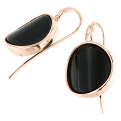 9Kt Rose Gold Stones Black Quartz Cocktail Modern Fashion Amazing Earrings
