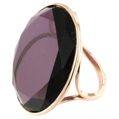 9Kt  Rose Gold Stones Quartz Ametyst Fashion Cocktail Engagement Modern Ring