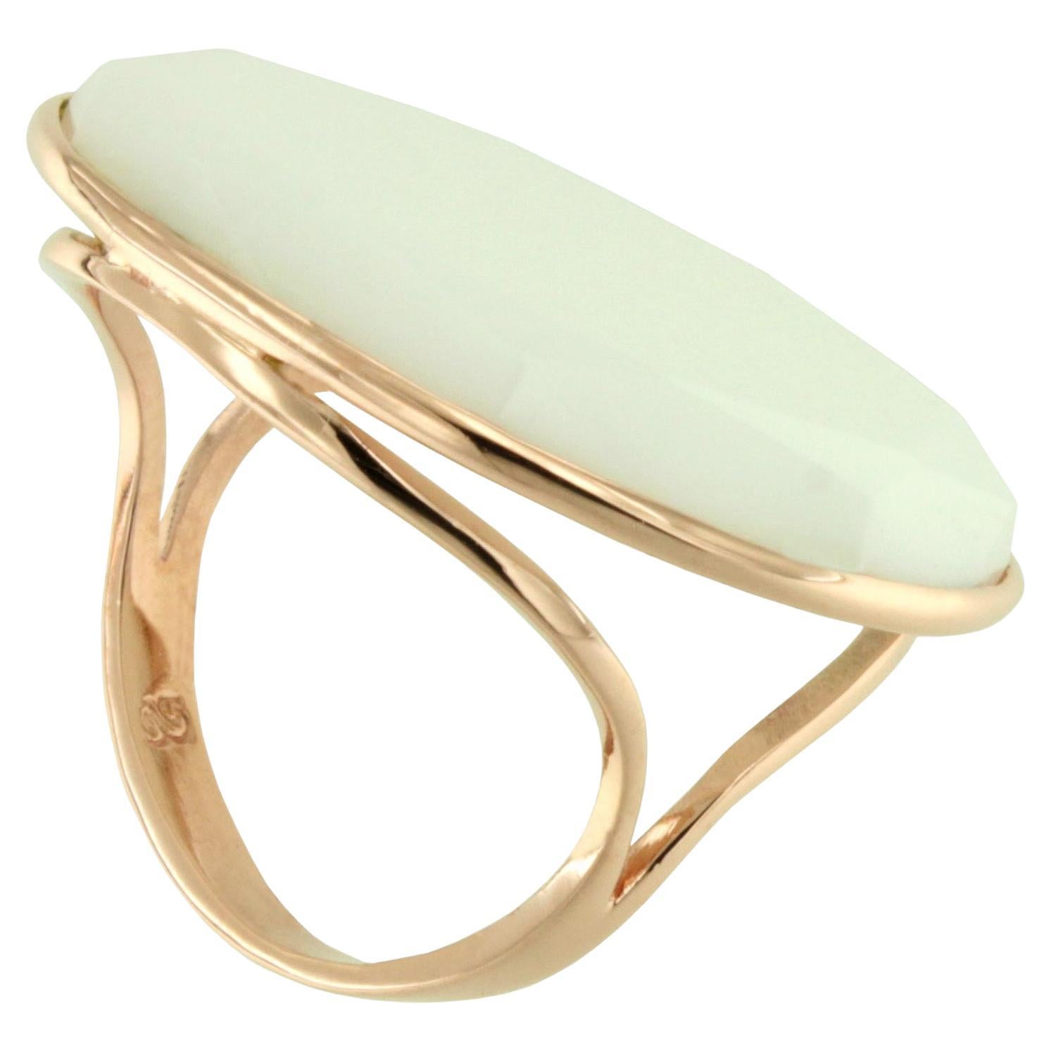 9Kt Rose Gold White Quartz Stones Cocktail Modern Fashion Amazing Ring