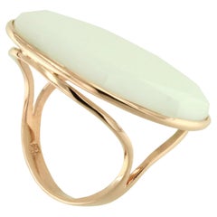9Kt Rose Gold White Quartz Stones Cocktail Modern Fashion Amazing Ring
