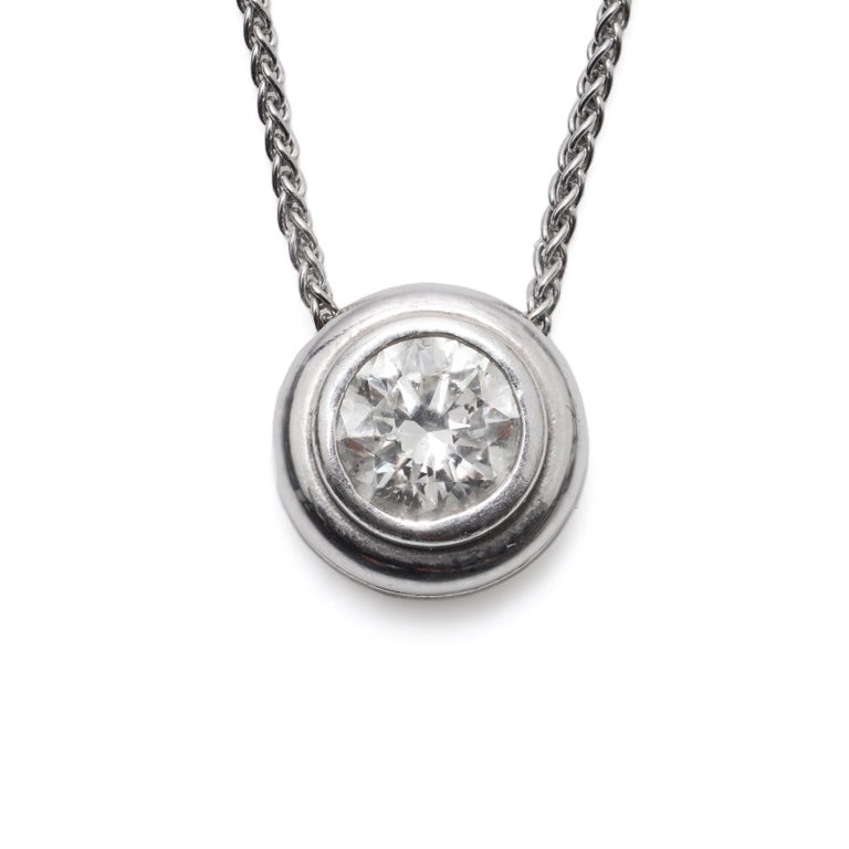 9kt. White Gold Chain Necklace with 0.50 Ct. Round Brilliant, Cut