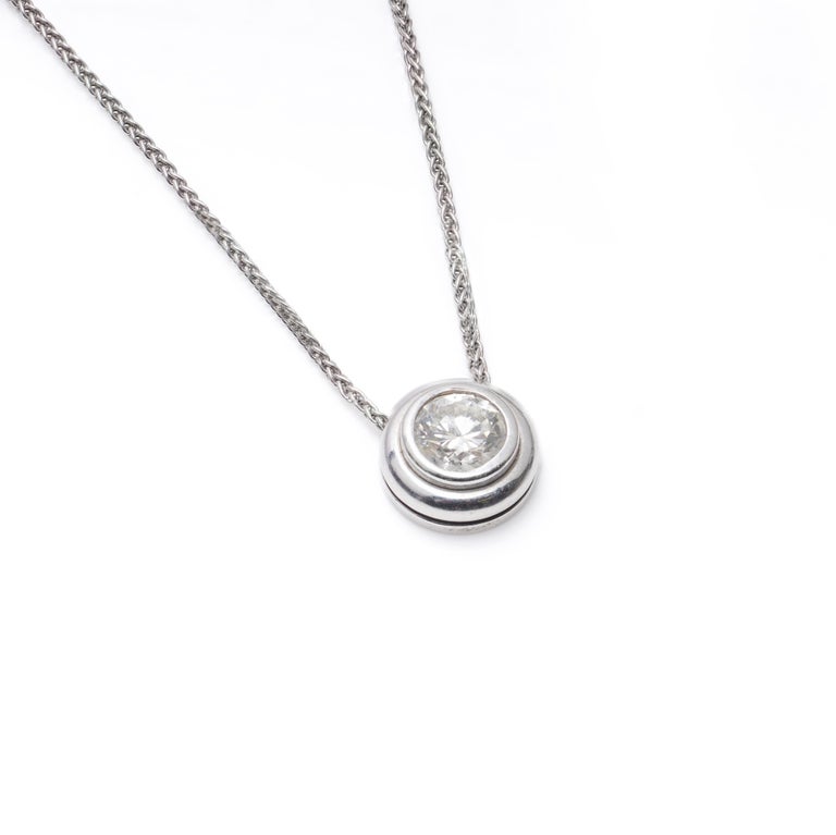 9kt. White Gold Chain Necklace with 0.50 Ct. Round Brilliant, Cut