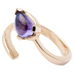Anello in oro giallo 9Kt con pietre d'ametista, Cocktail, Moda moderna e design sorprendente