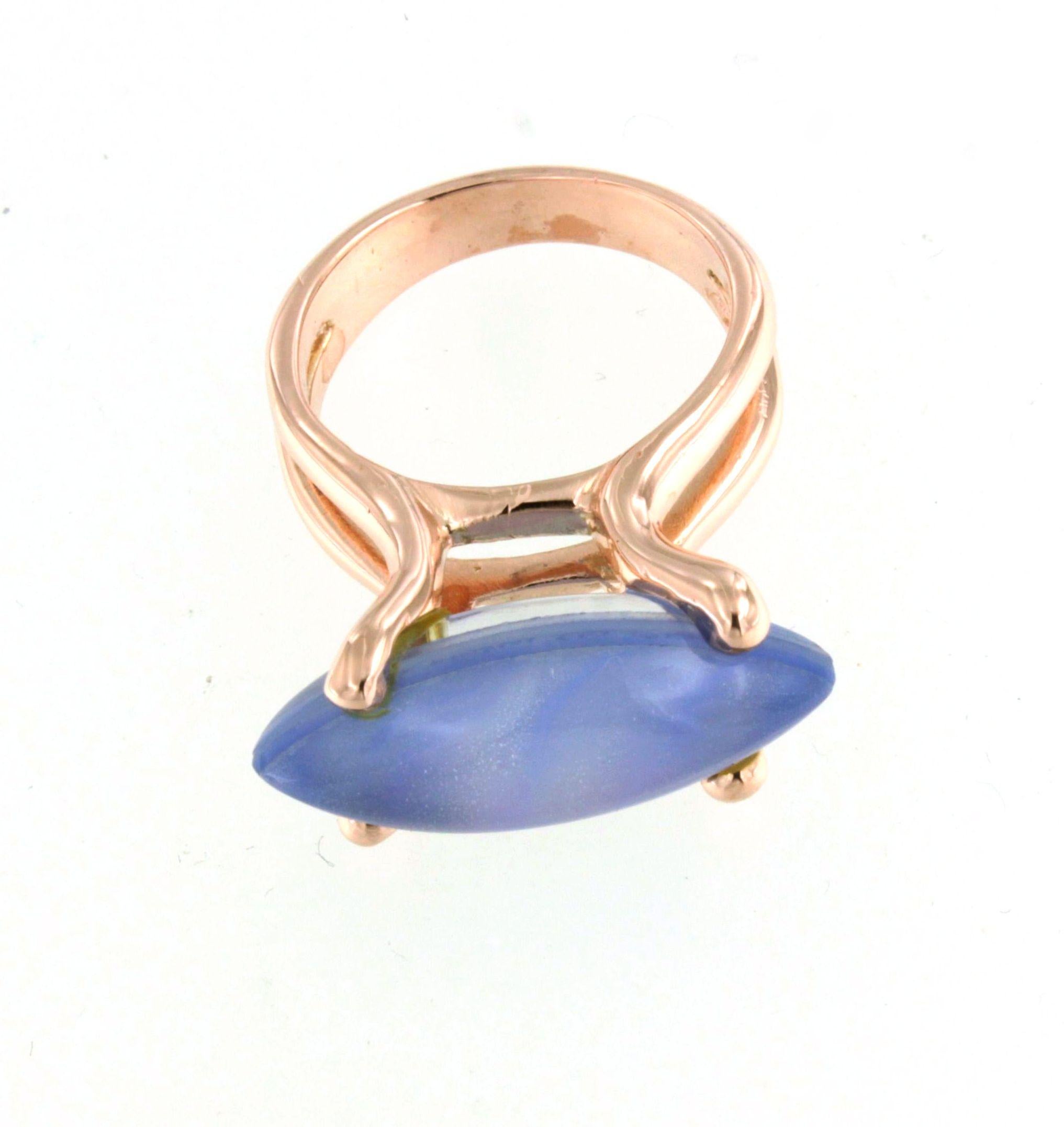 Or rose 9 carats, double pierre naturelle, topaze bleue, cocktail à la mode  The Moderns Neuf - En vente à GALLARATE, IT