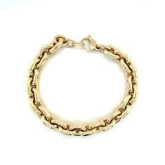 9mm 14k Yellow Gold Braccio Cable Link Chain Bracelet With Lobster Closure