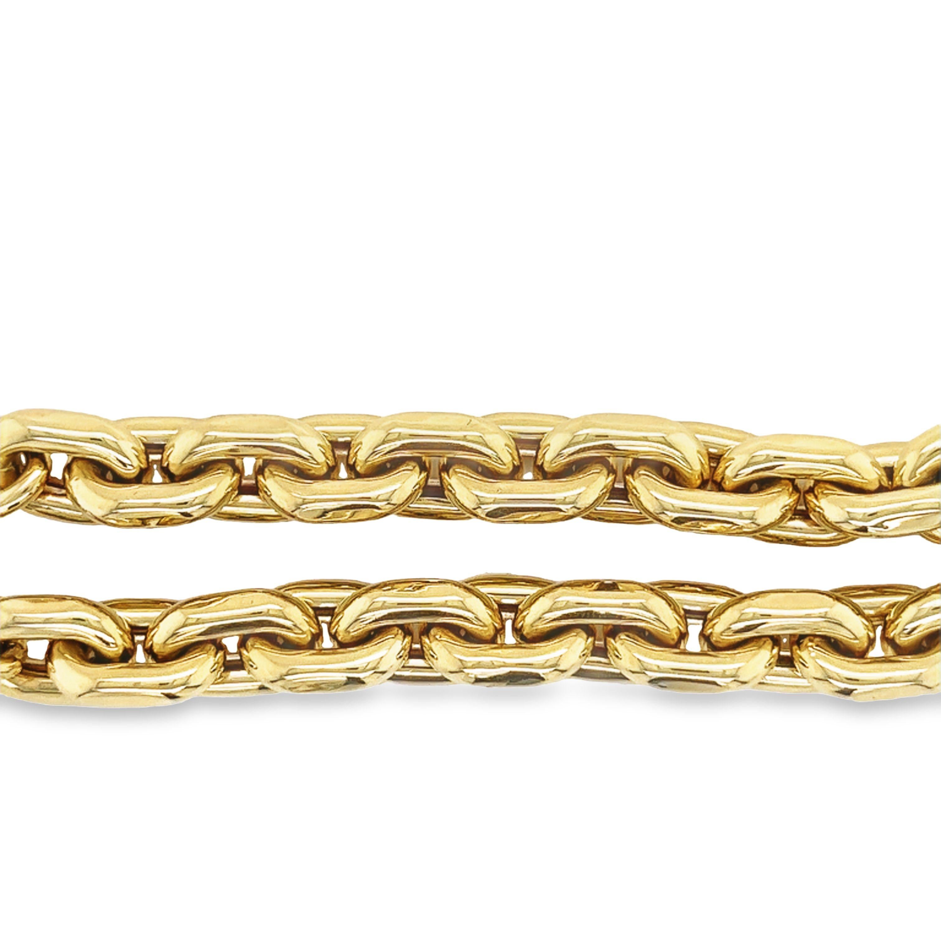 Modern 9mm 14k Yellow Gold Braccio Cable Link Chain Bracelet With Lobster Closure