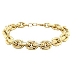 9mm 14k Yellow Gold Braccio Cable Link Chain Bracelet With Lobster Closure