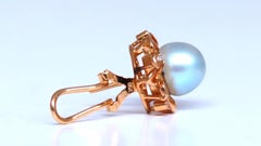 9mm Baby Blue South Sea Pearl Clip Earrings 18kt Gold 12592*