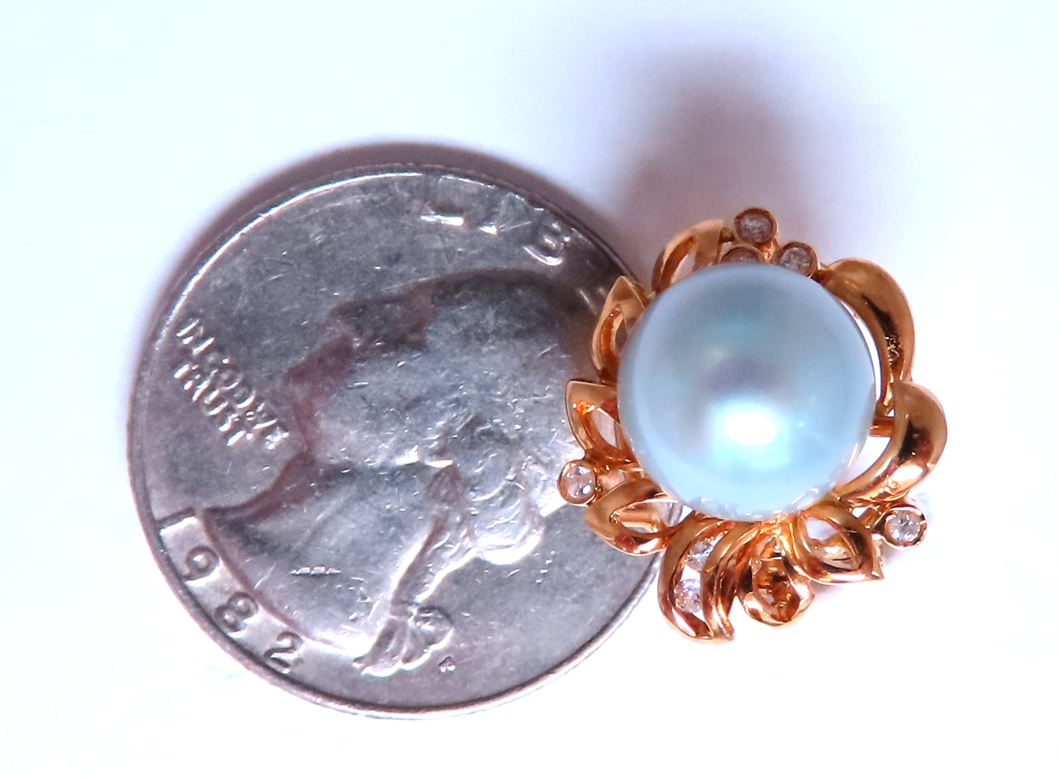Taglio a sfera Orecchini a clip di perle Baby Blue South Sea da 9 mm in oro 18kt 12592 in vendita