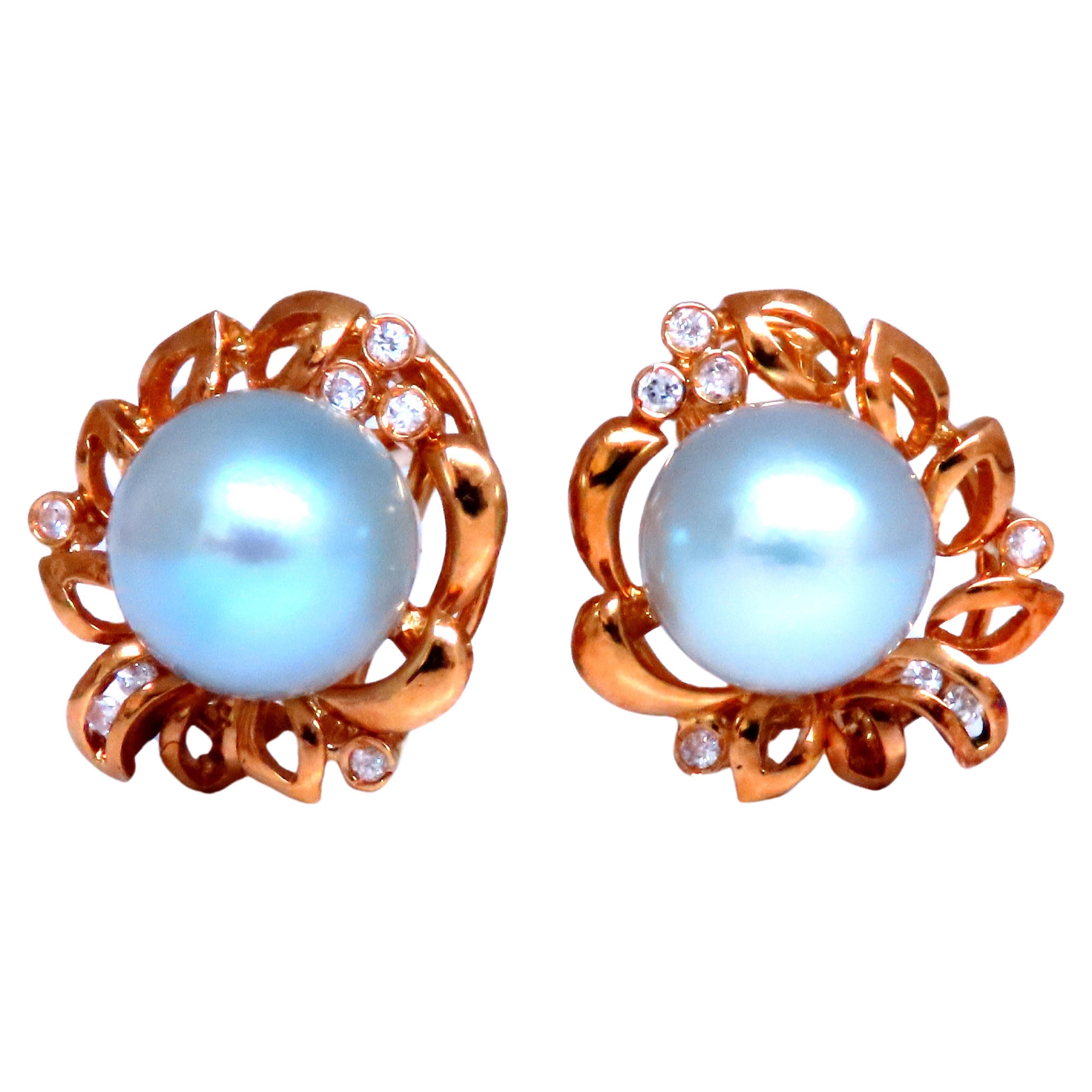 Orecchini a clip di perle Baby Blue South Sea da 9 mm in oro 18kt 12592 in vendita