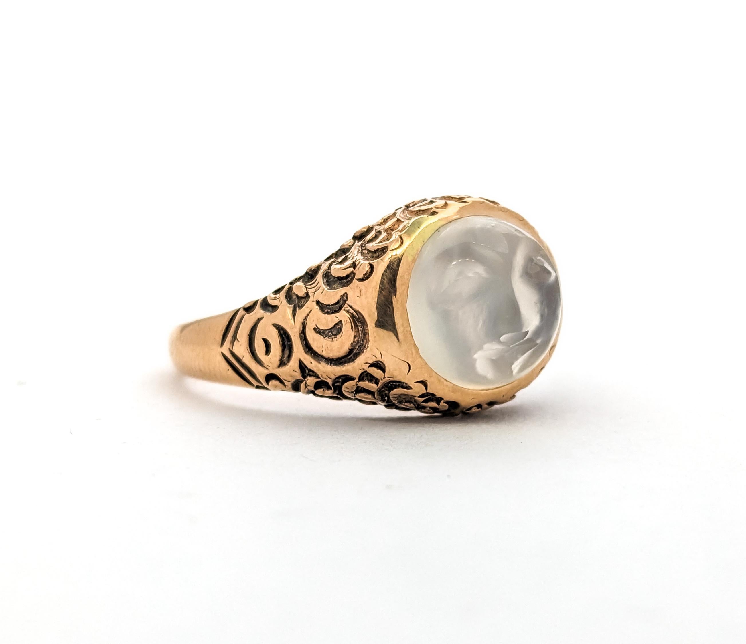 carved moonstone ring