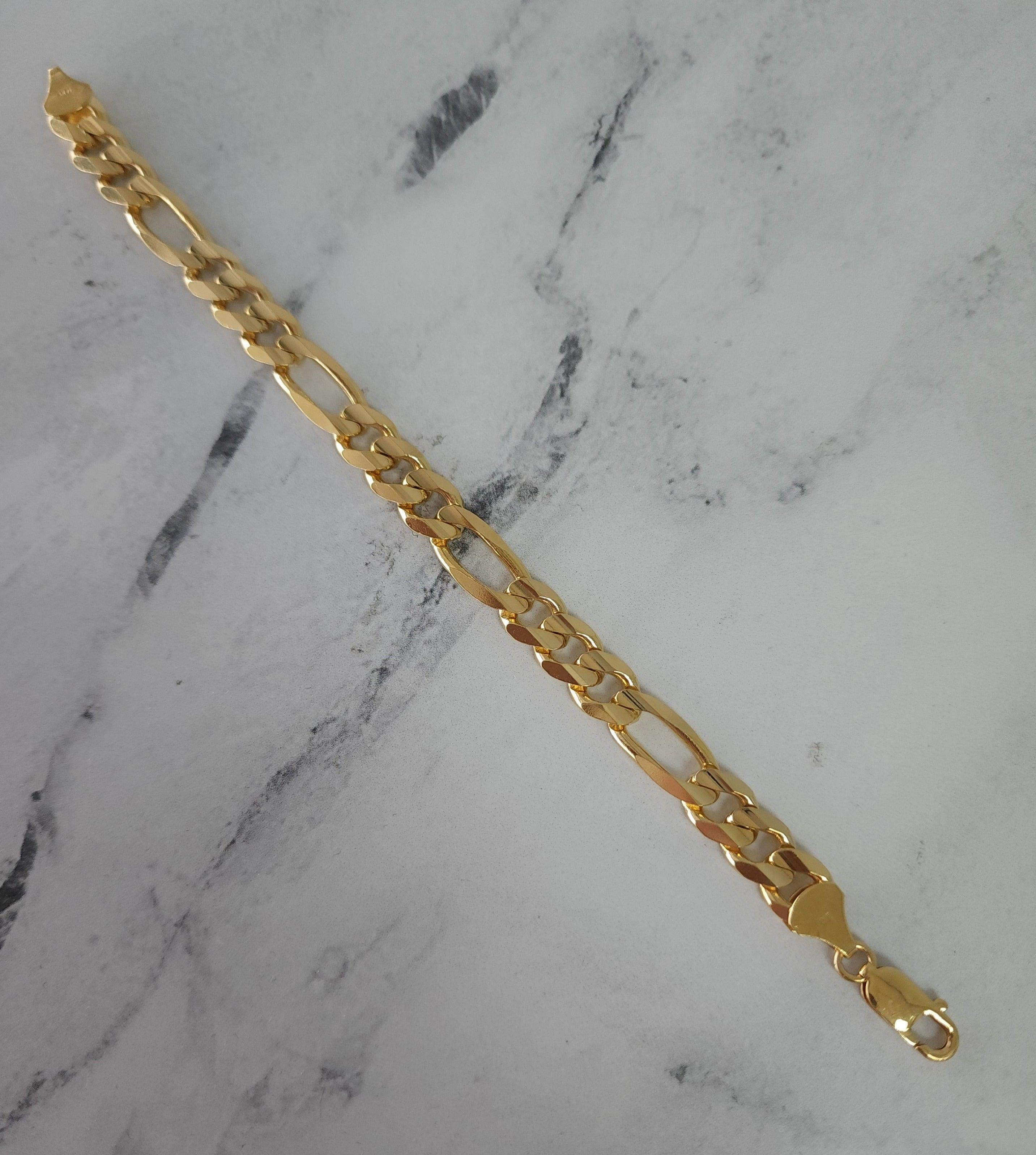 Bracciale o cavigliera Figaro classico 9MM in oro giallo 14k In condizioni Nuovo in vendita a Sugar Land, TX