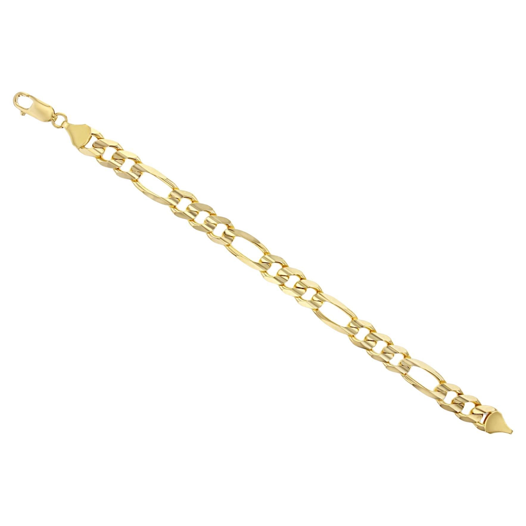9MM Classic Figaro Bracelet or Anklet 14k Yellow Gold