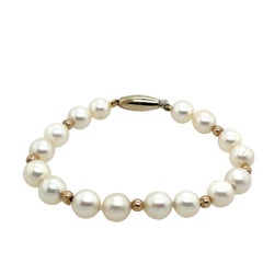 9mm Matching Freshwater Pearl Bracelet with 9ct Yellow Gold Clasp