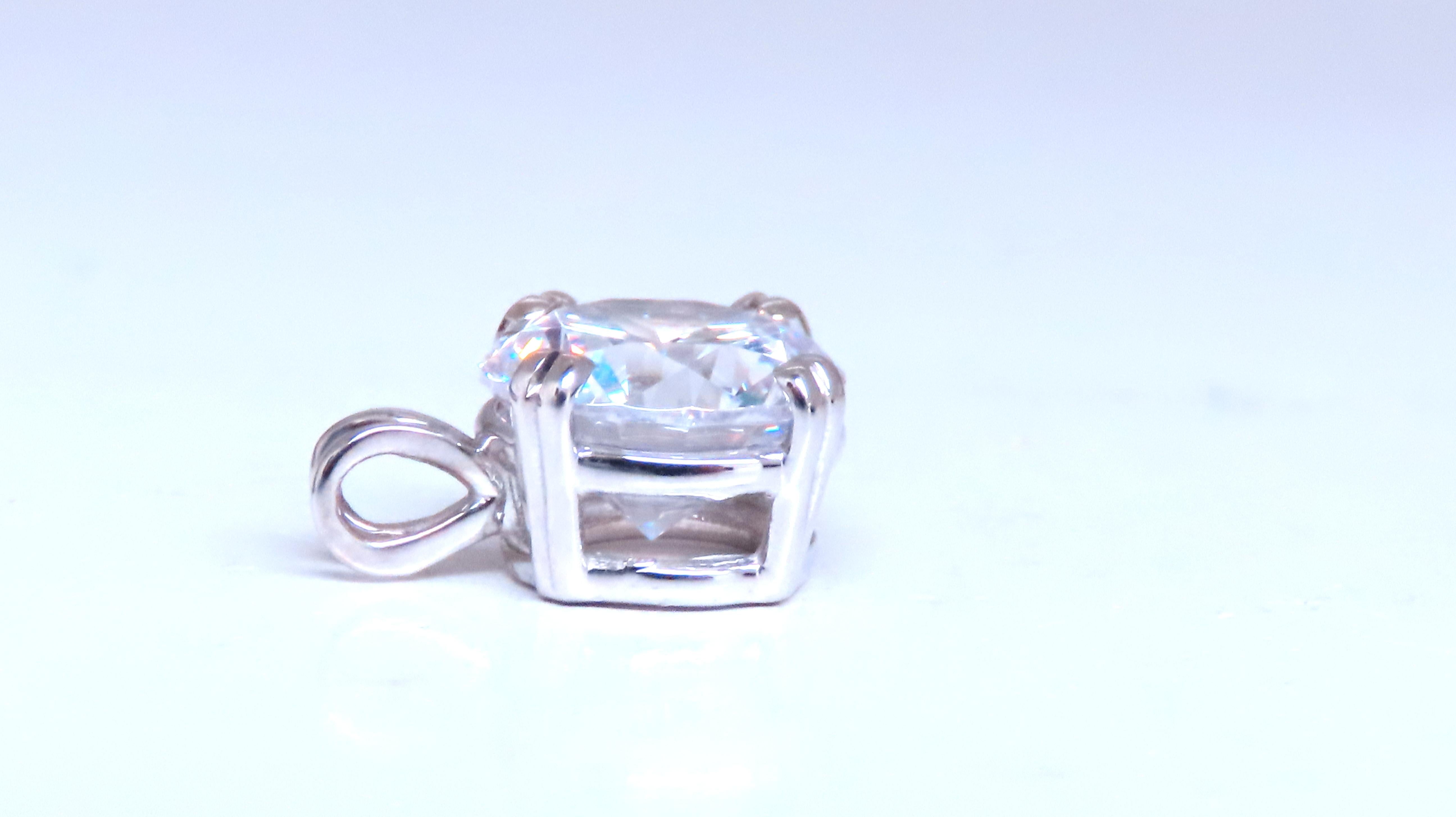 9mm Whire Stone Solitaire Pendant 14kt 65115 For Sale 1
