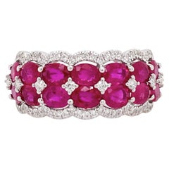 Breiter breiter Rubinring mit Diamanten und echten Rubinen für Hochzeitsjahrfeier, breiter Rubin