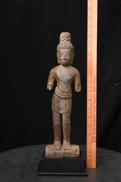 9th-11thC Cambodian Stone Carved Figure. FinestQuality Khmer, Animated