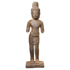 9th-11thC Cambodian Stone Carved Figure. FinestQuality Khmer, Animated
