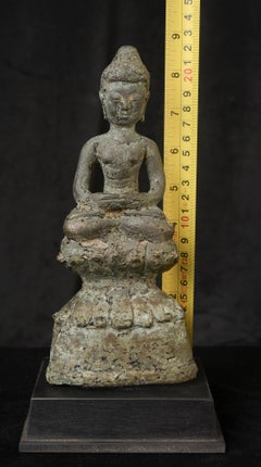 9th–11thC (PAIR) Burma Mon Style Cast Bronze Buddhas w/dif. Mudras