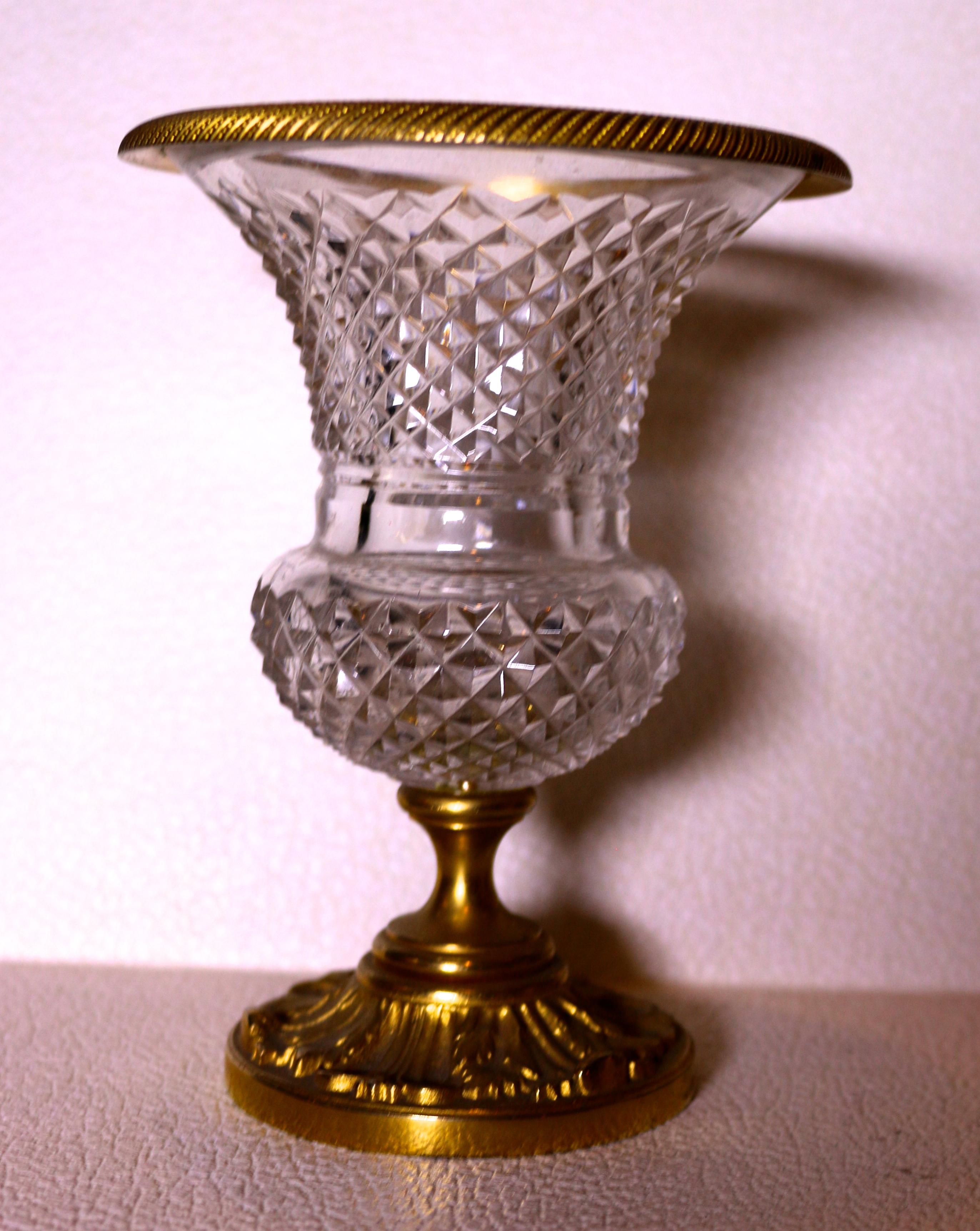 French 19th Century Baccarat Ormolu Bronze Vase For Sale
