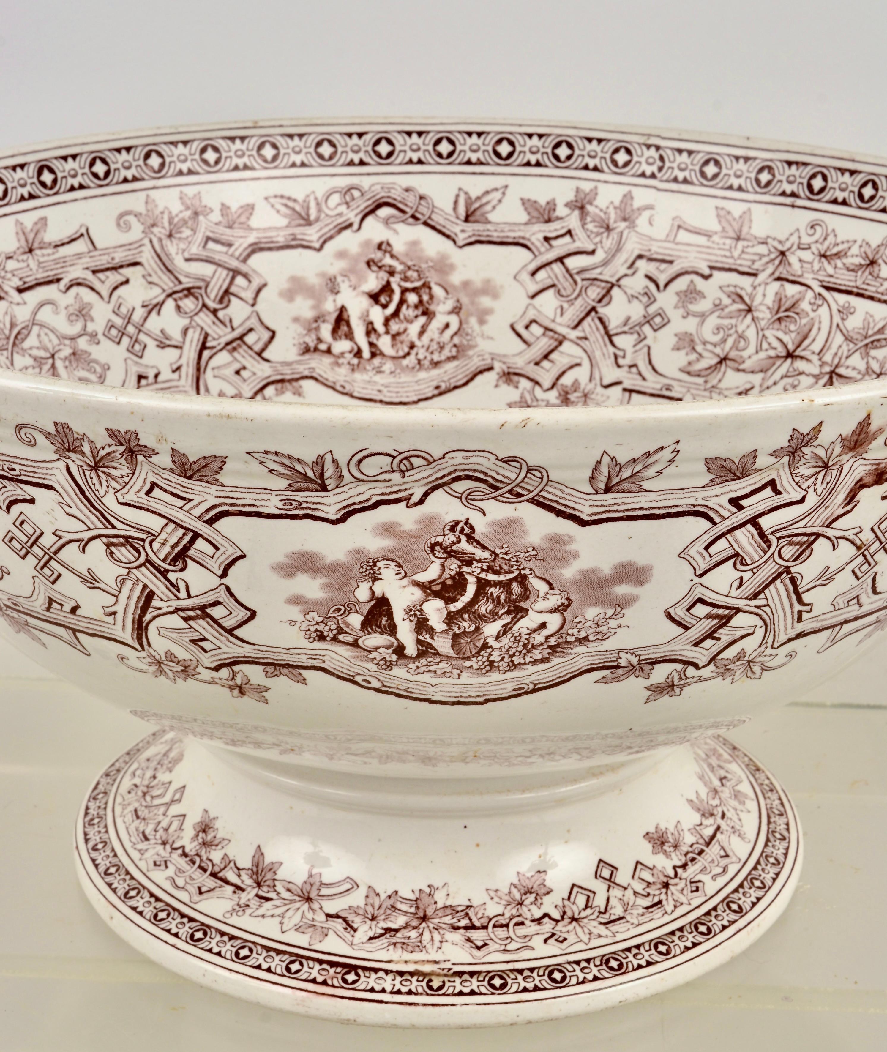 !9th C English Transferware Punch Bowl by Furnival For Sale 1