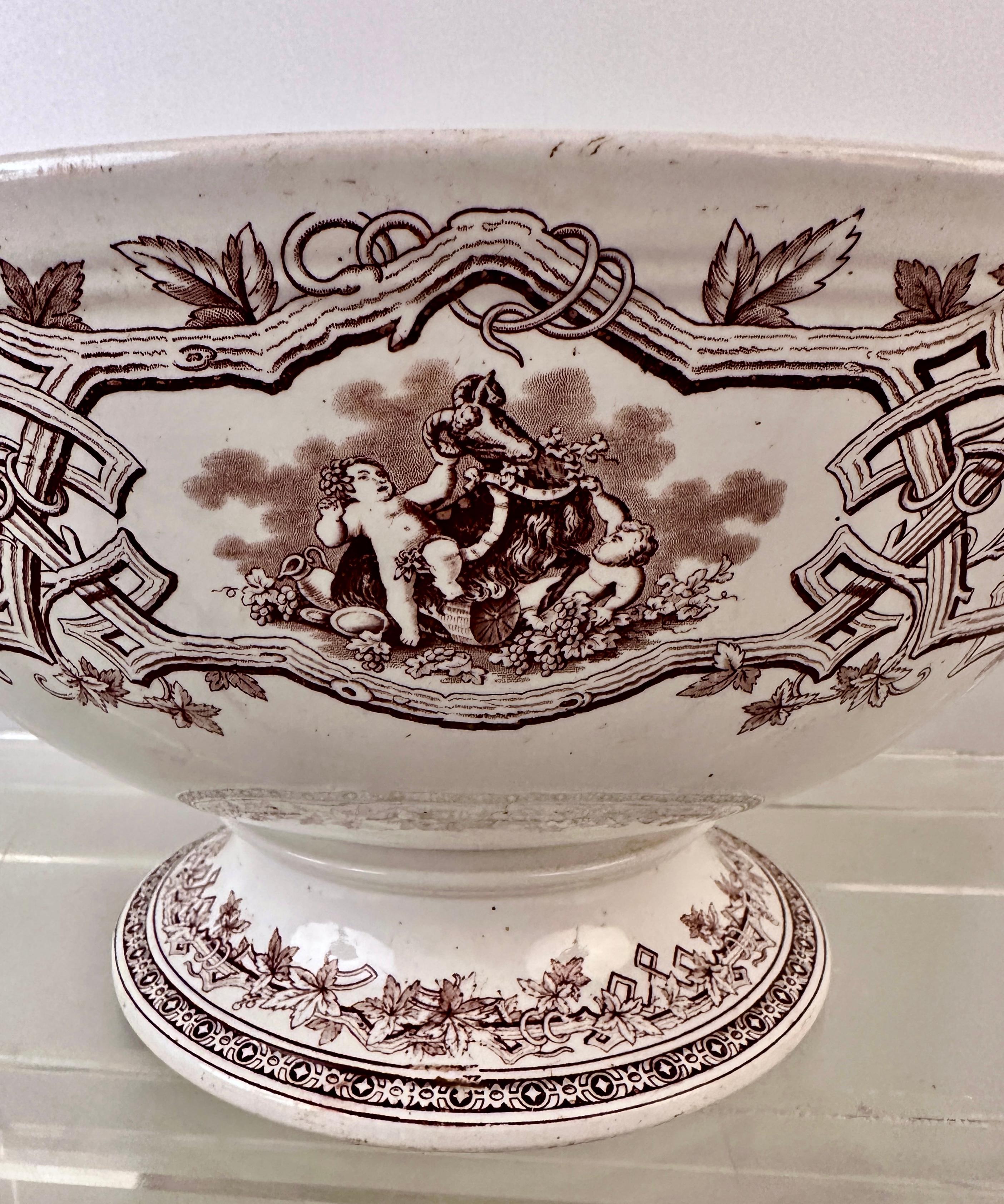 !9th C English Transferware Punch Bowl by Furnival For Sale 2
