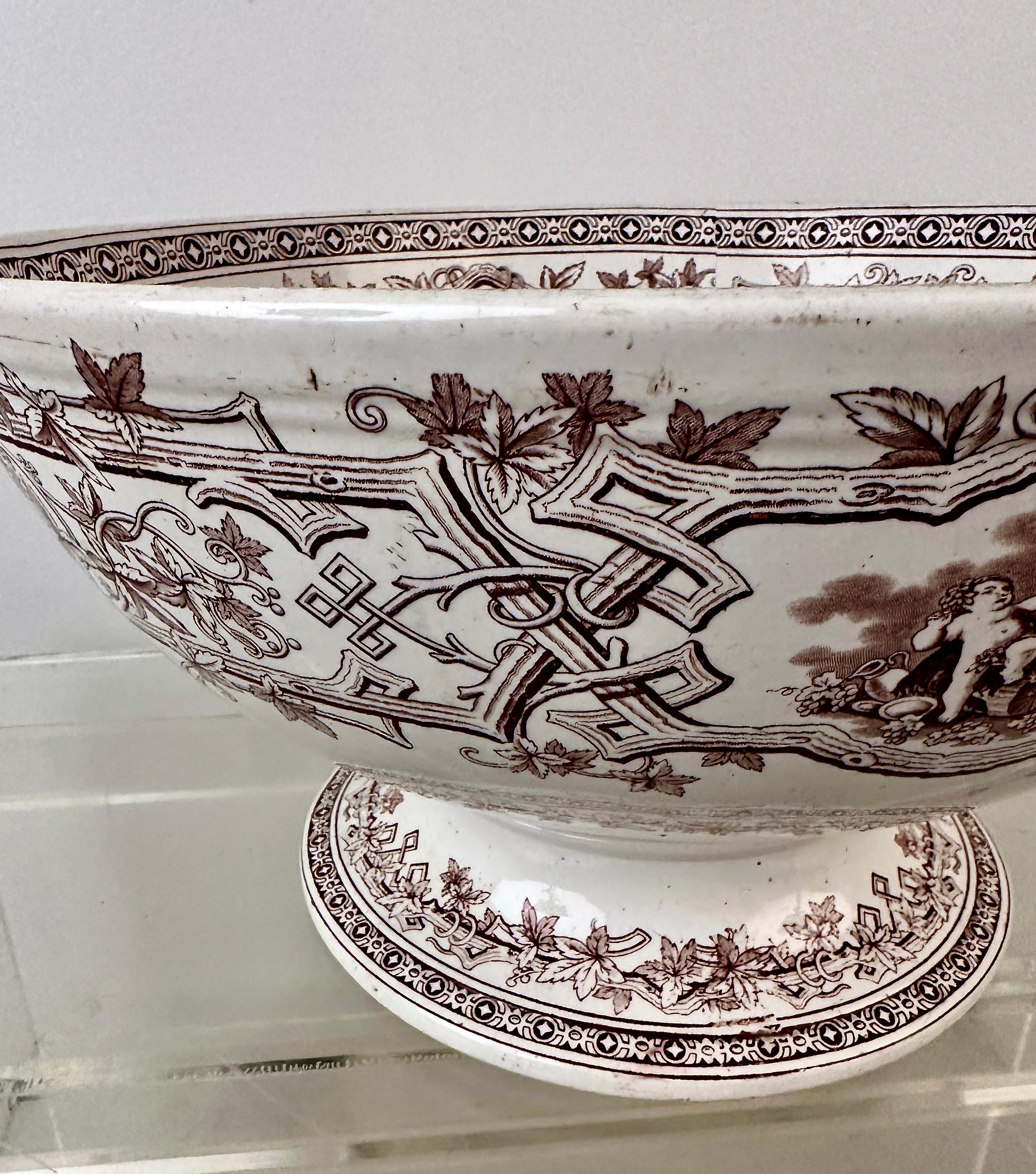 !9th C English Transferware Punch Bowl by Furnival For Sale 3