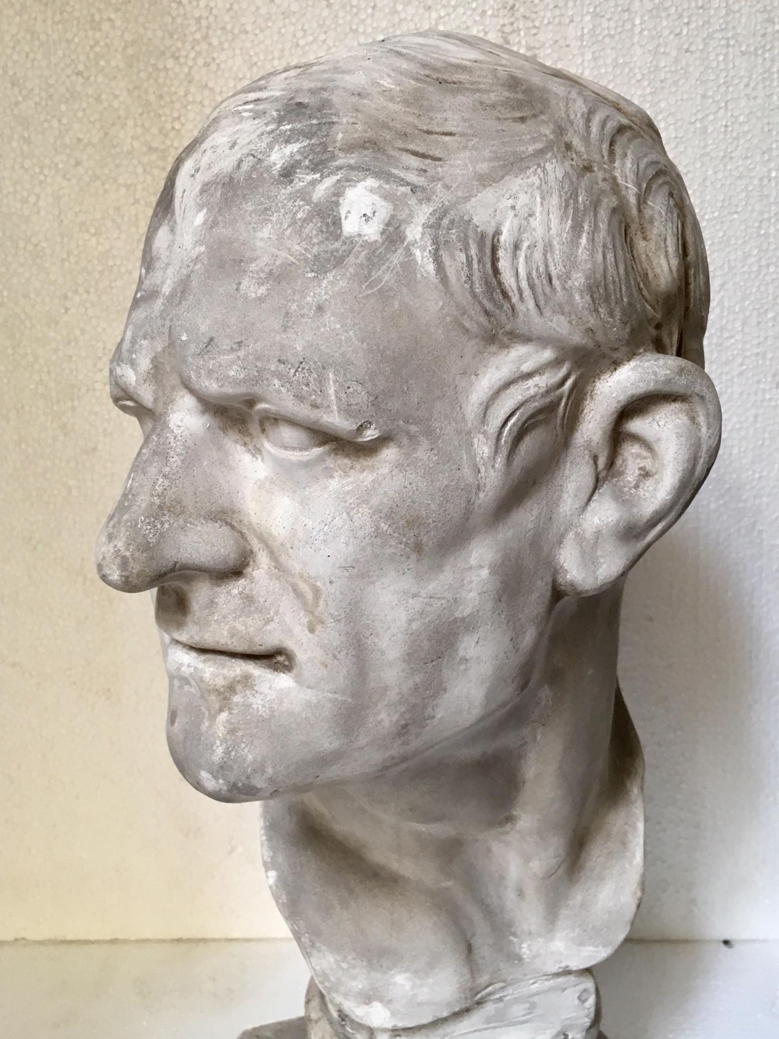 Bust of plaster academy  20th  century, representing Demostenes.