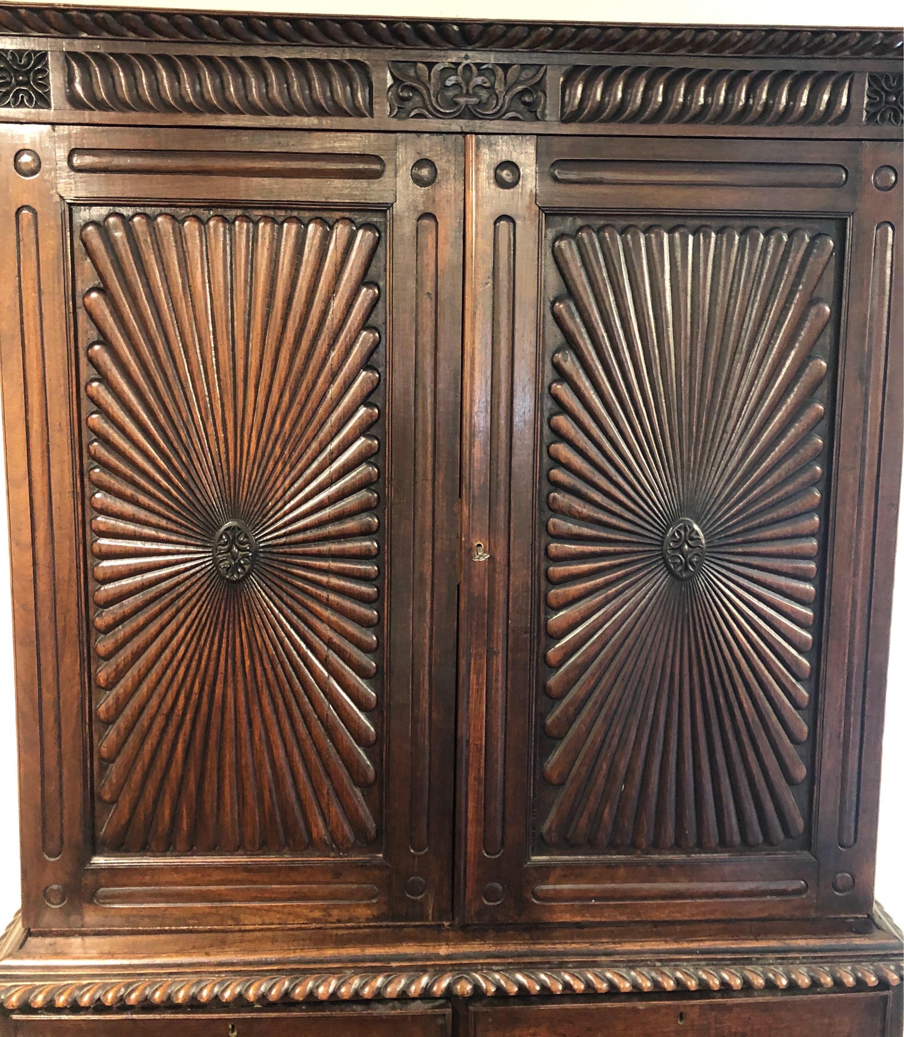 19th Century Anglo Indian Rosewood Linen Press 2