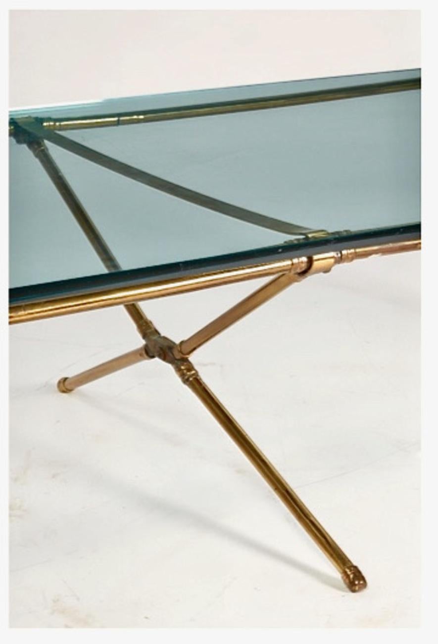 !9th Century Brass Officer's Campaign Bed/Coffee Table In Good Condition For Sale In Pasadena, CA