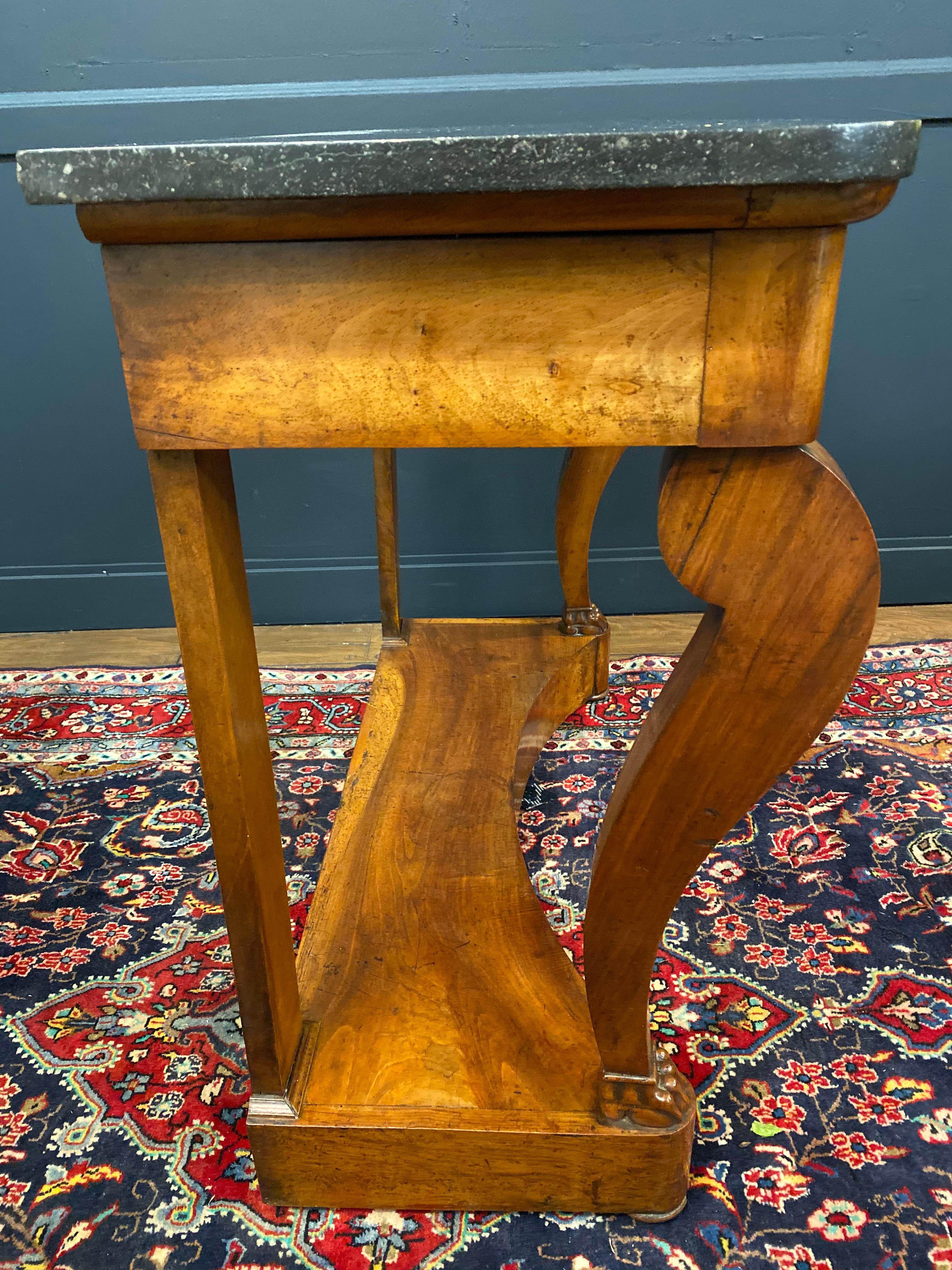 19th Century Empire Mahogany Marble-Top Walnut Pier Table In Good Condition In Brooklyn, NY