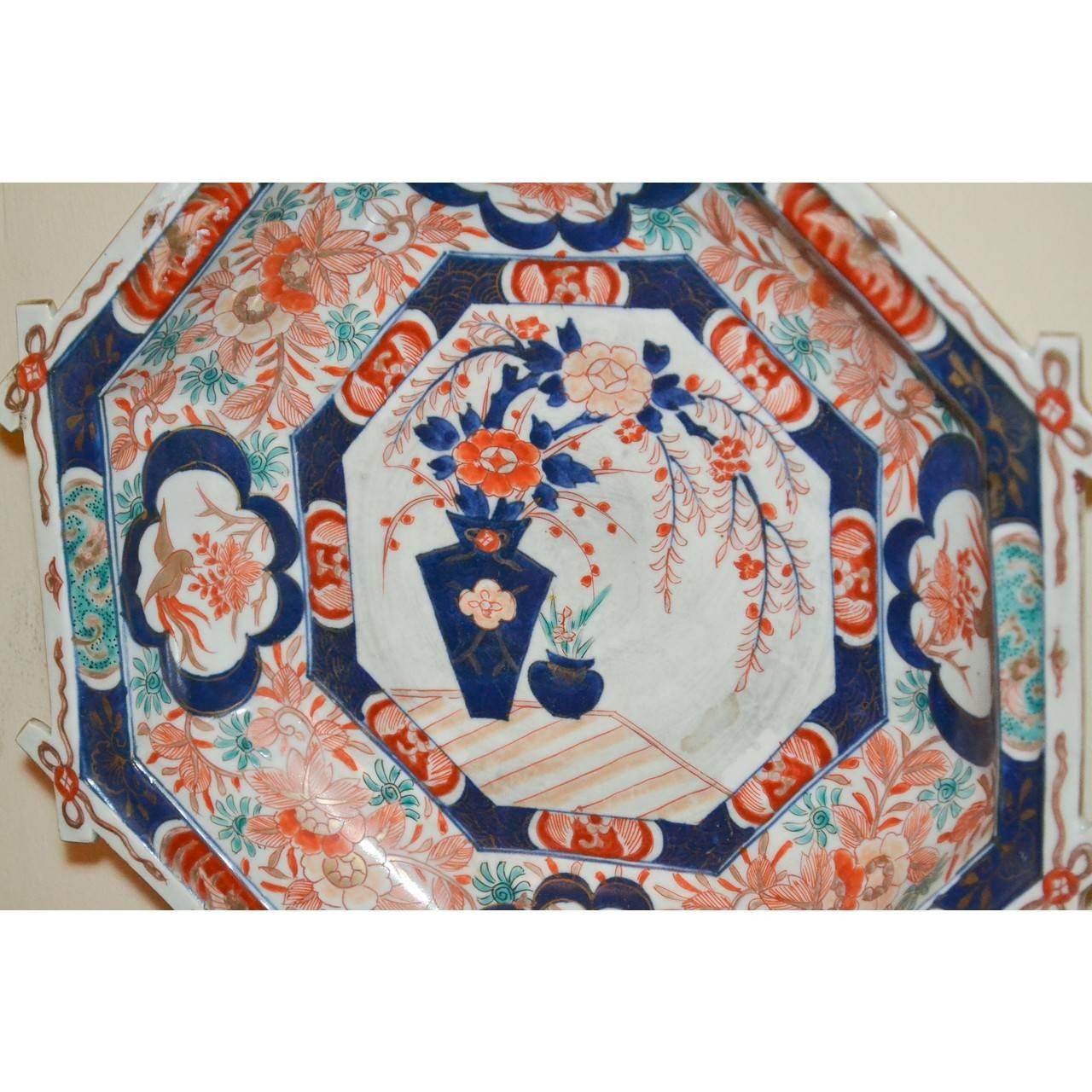 Enameled 19th Century Japanese Octagon Shaped Imari Bowl