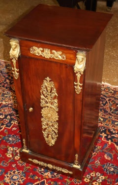 9th Century Mahogany French Empire Bronze Mounted End Table Nightstand