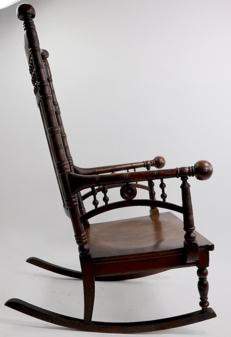 19th Century Oak Rocking Chair Attributed to Merklen Brothers 2