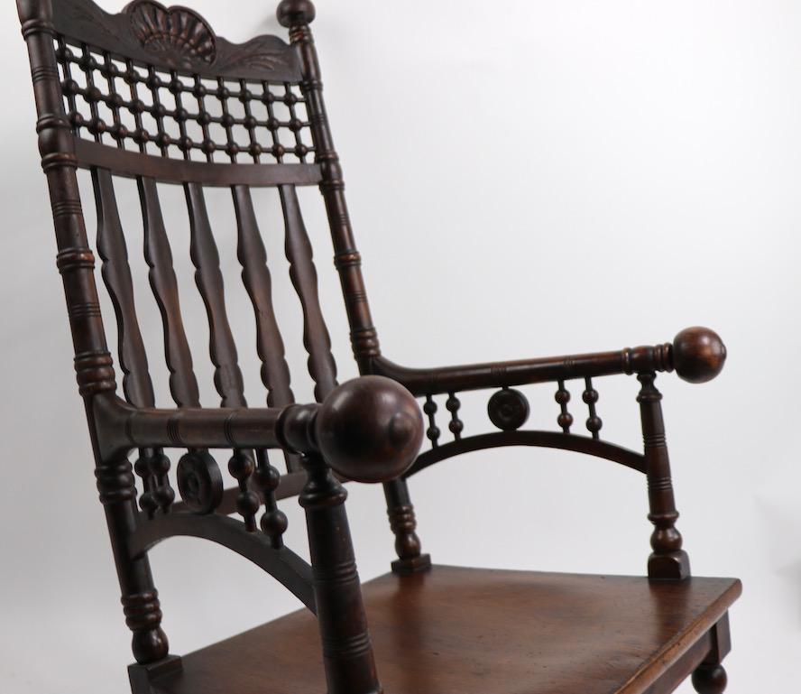 19th Century Oak Rocking Chair Attributed to Merklen Brothers 1