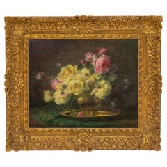 Siglo IX, Óleo sobre lienzo Pintura de flores, André Benoît Perrachon