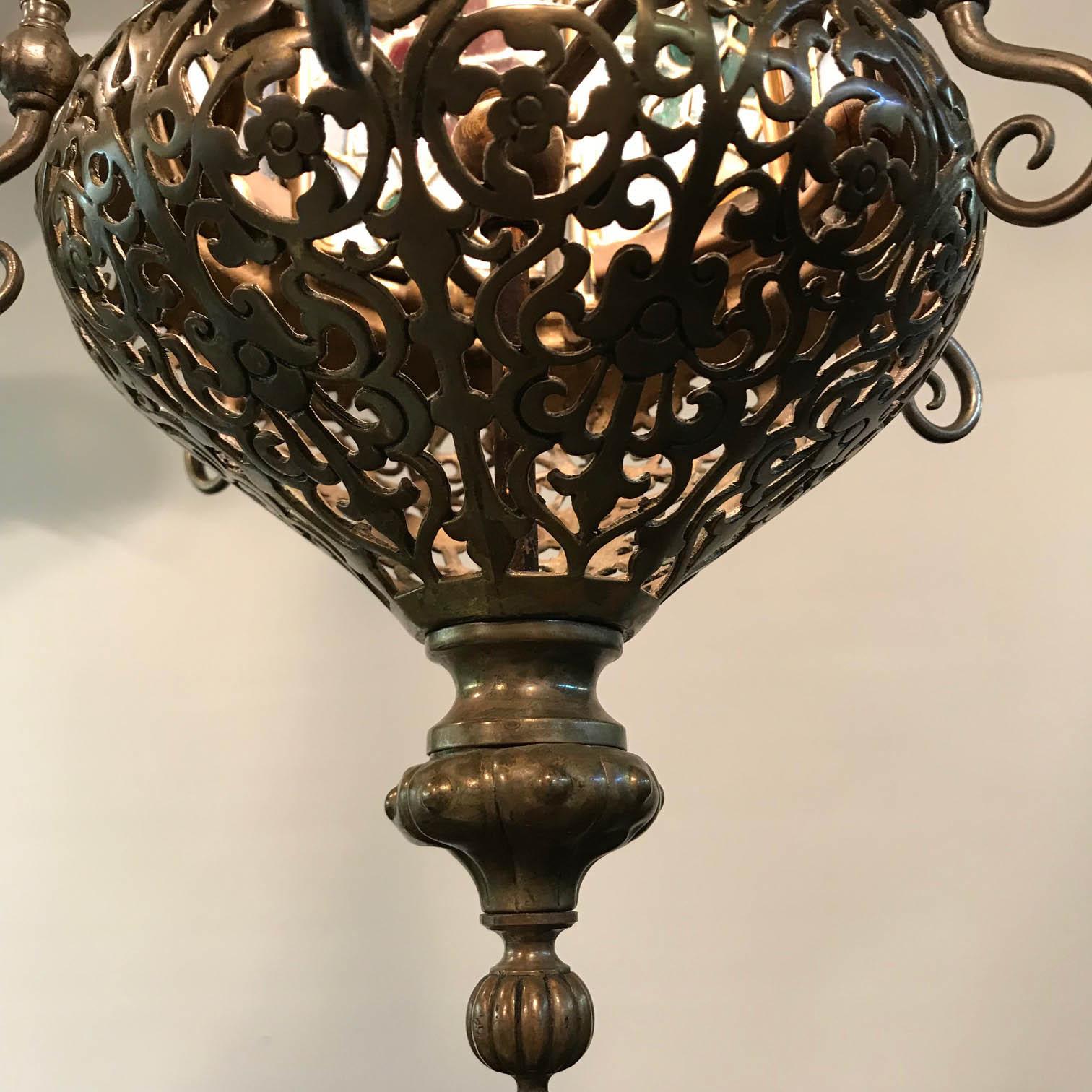 Glazed Orientalist Gasolier Lantern  For Sale