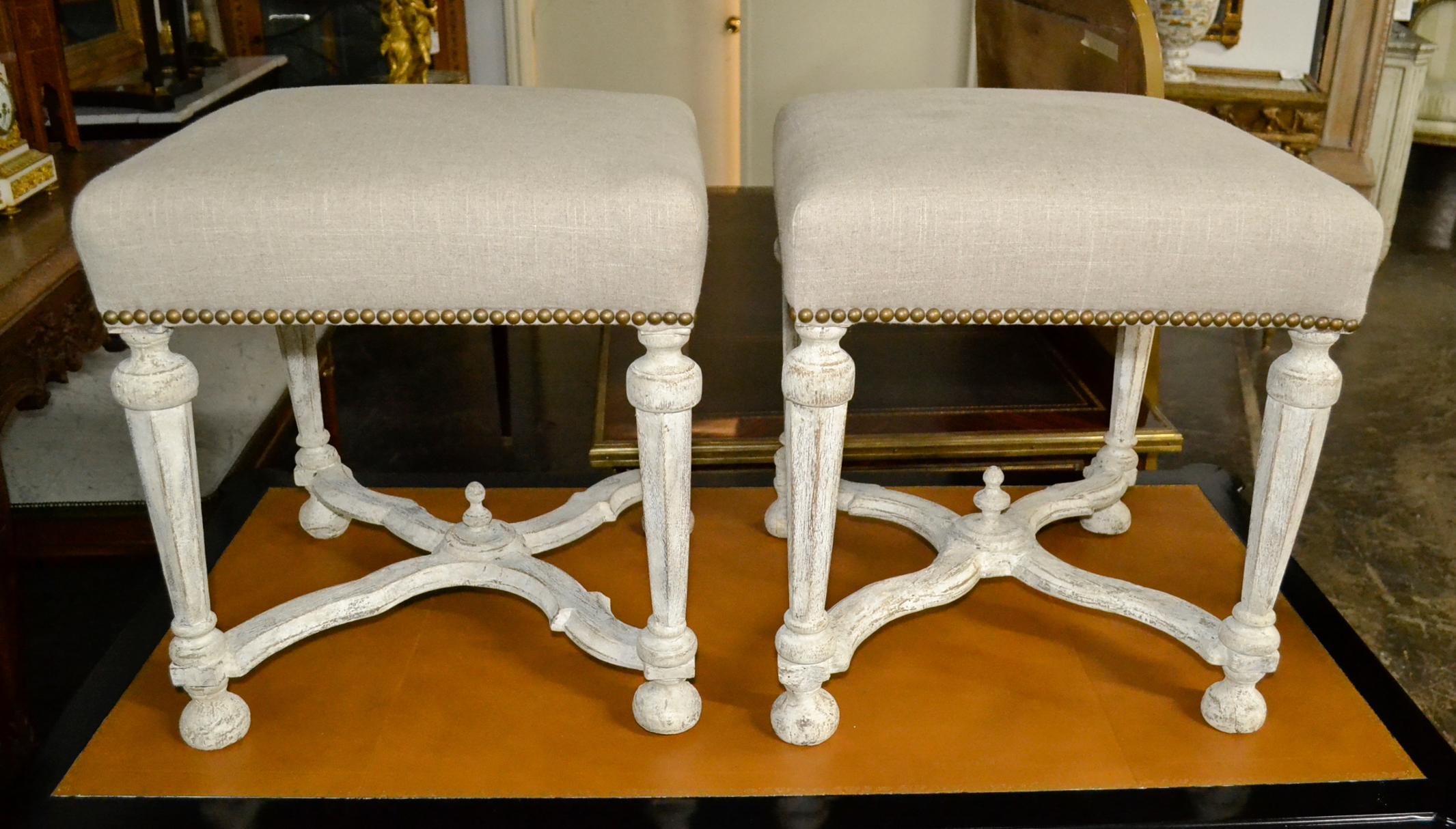 19th Century Pair of Continental Painted Benches In Good Condition In Dallas, TX