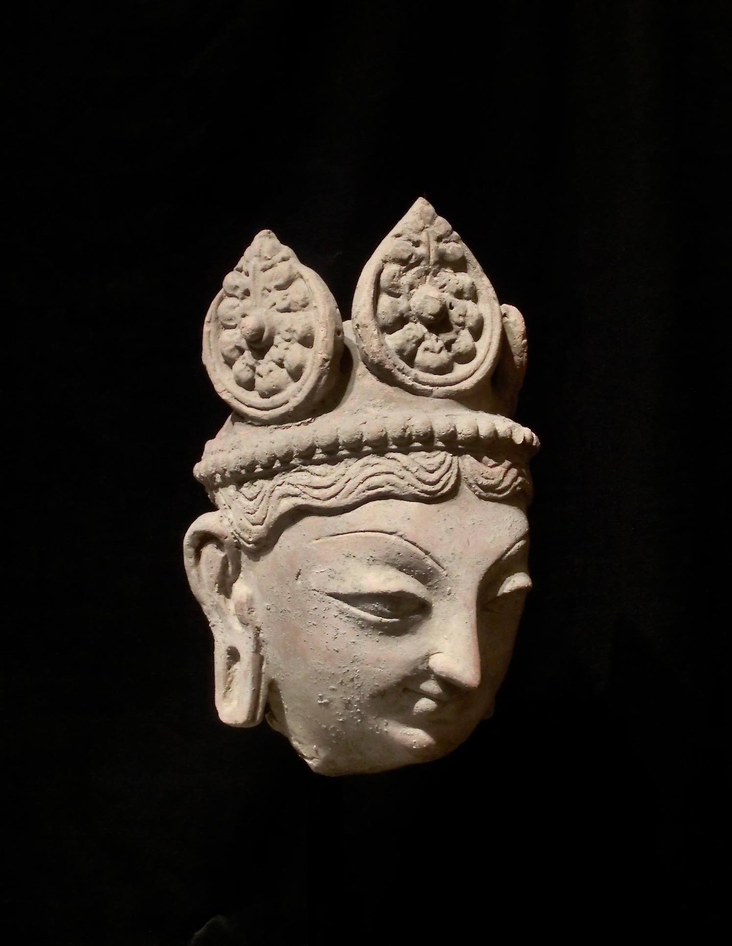 Pakistani 9th Century Rare Terracotta Head of a Deity