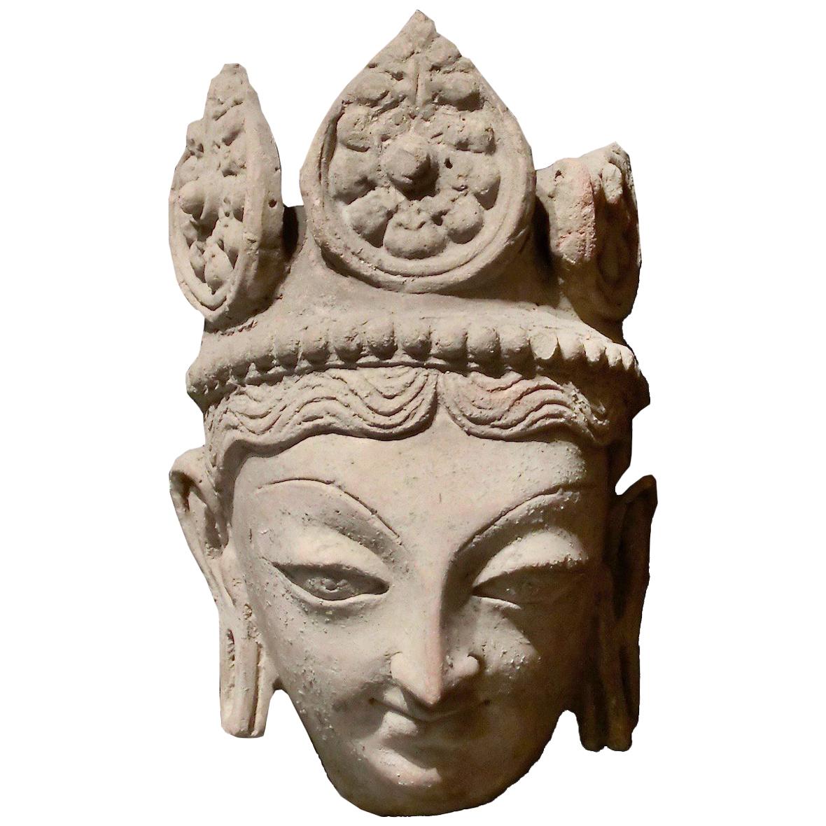 9th Century Rare Terracotta Head of a Deity