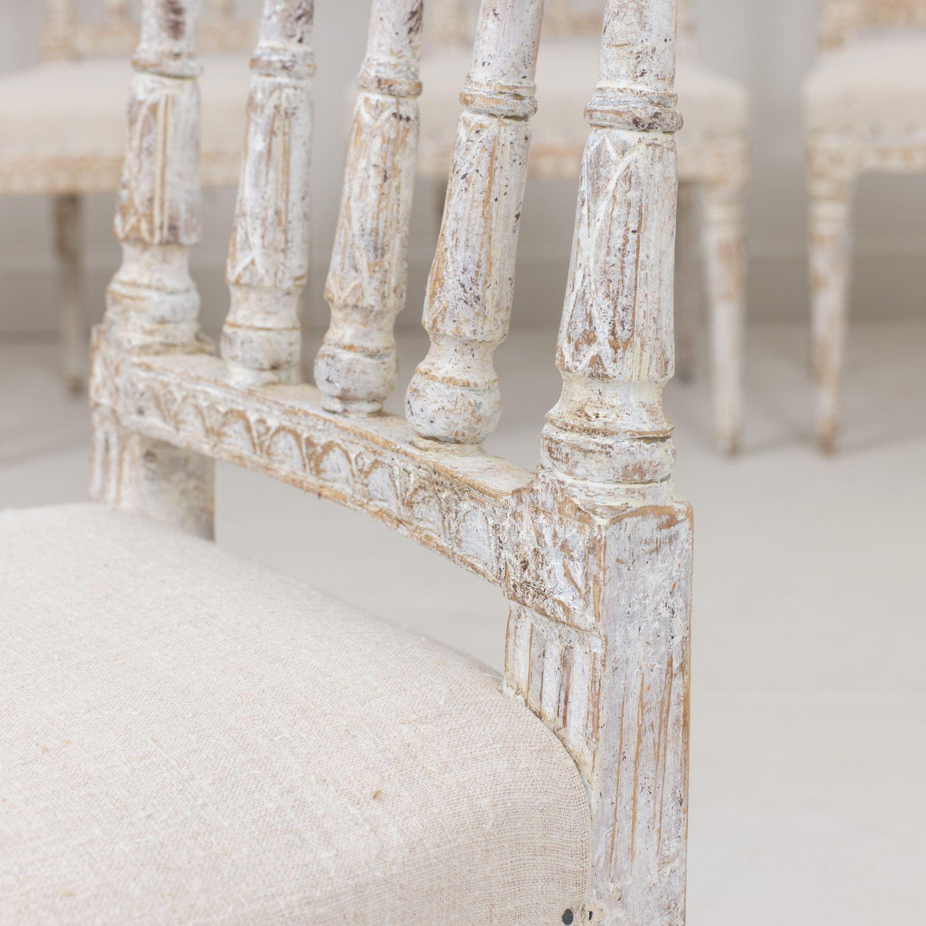 19th Century Set of Six Swedish Gustavian Period Chairs in Original Paint For Sale 12